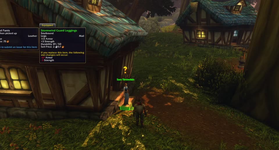 Sara Timberlain in Elwynn Forest, where you turn in this quest
